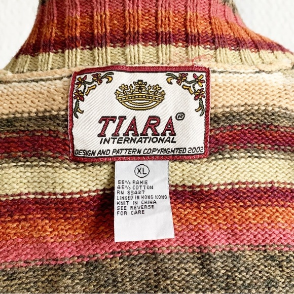 Tiara International Vintage Striped Zip Up Cottage Core Retro - Picture 12 of 12